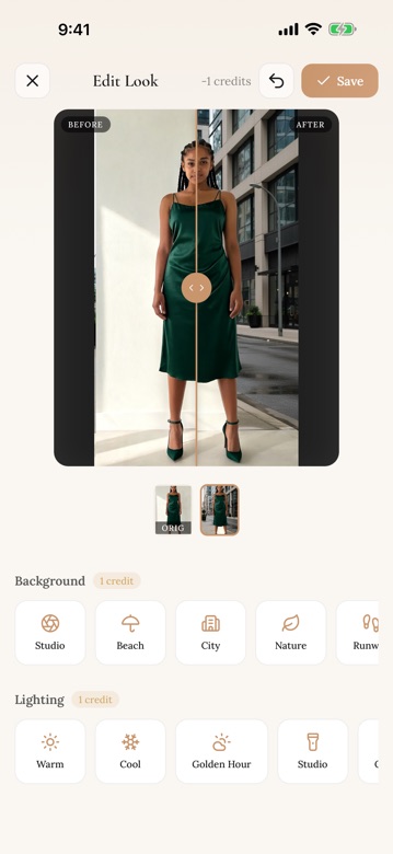 Photo editor before and after
